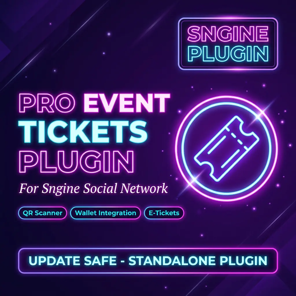 Pro Event Tickets Plugin For Sngine
