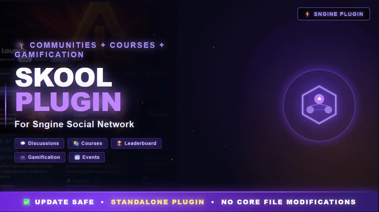 Skool Communities & Courses Plugin for Sngine