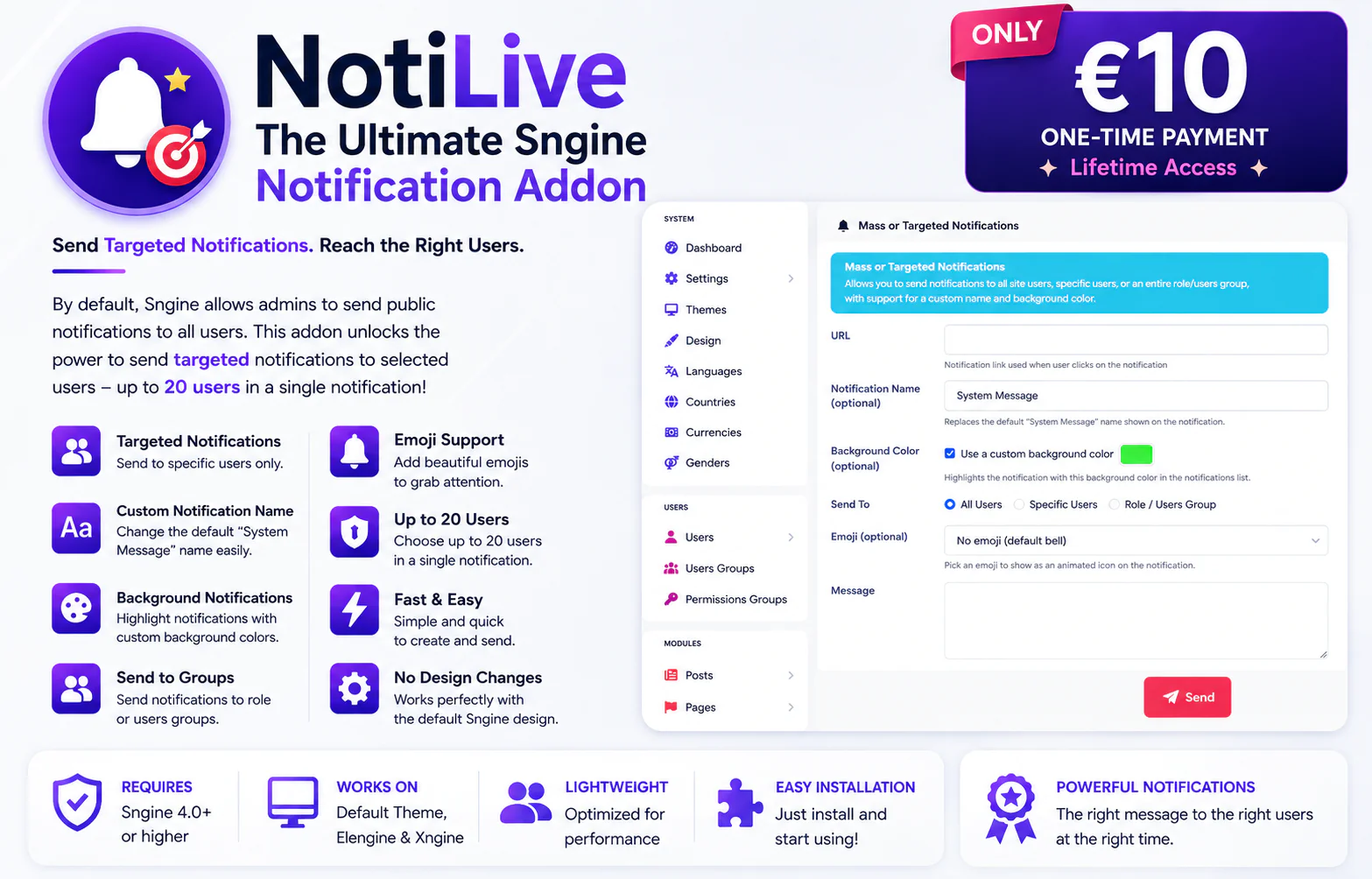 NotiLive - The Ultimate Sngine Notification Addon