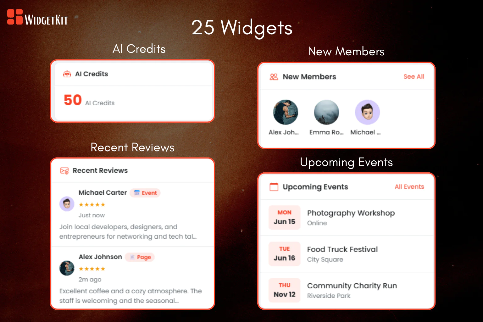 WidgetKit – 25 Sidebar Widgets for Sngine