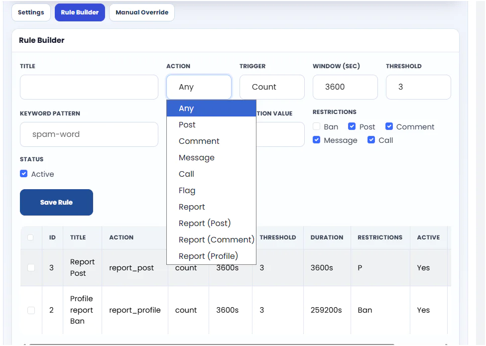 Auto Moderation & Smart Ban System Plugin for Sngine (Rule-Based AI Moderation + Admin Override)