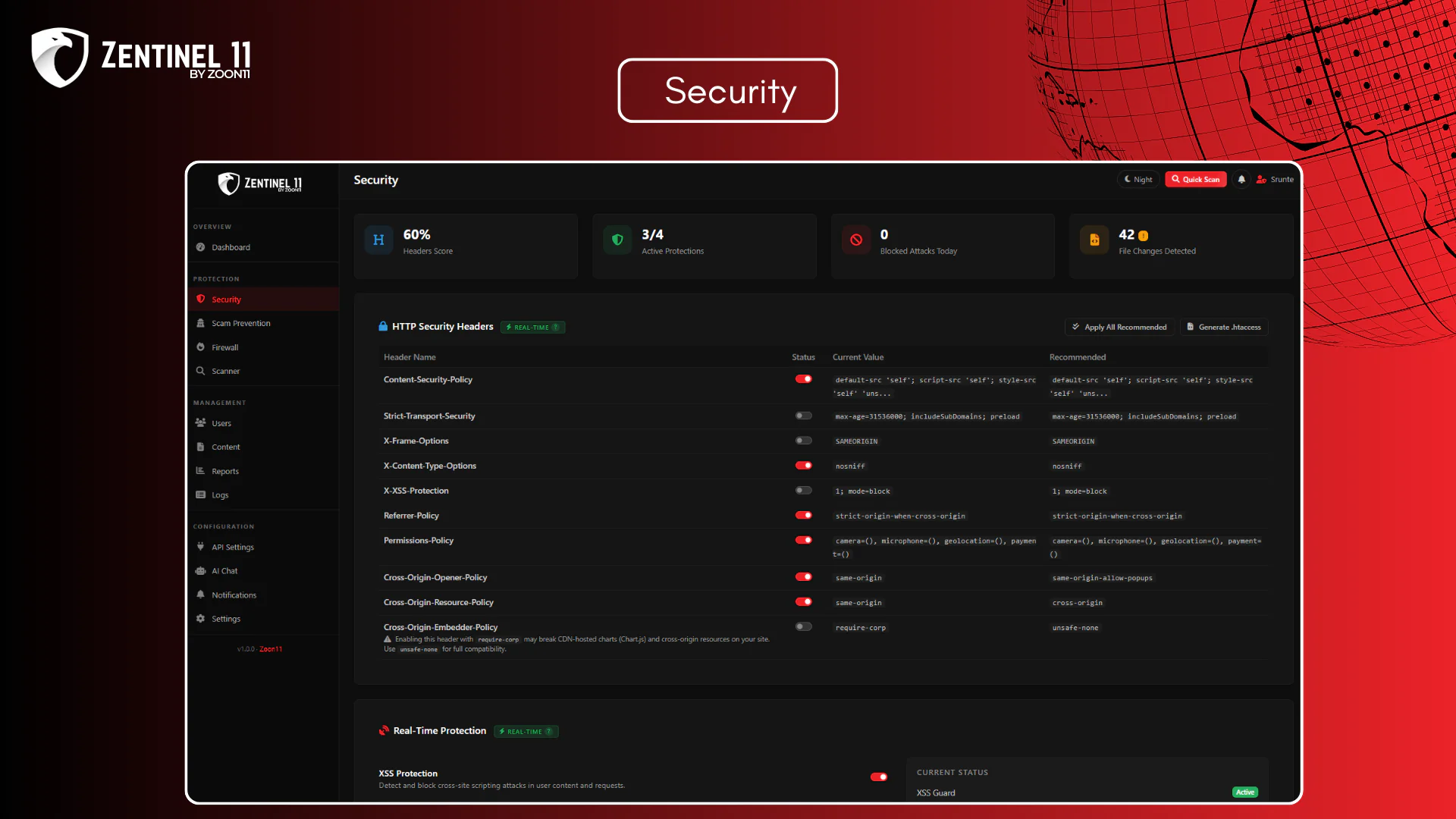 Zentinel11 – Enterprise-Grade Security & Scam Prevention (with AI Chat) for Sngine
