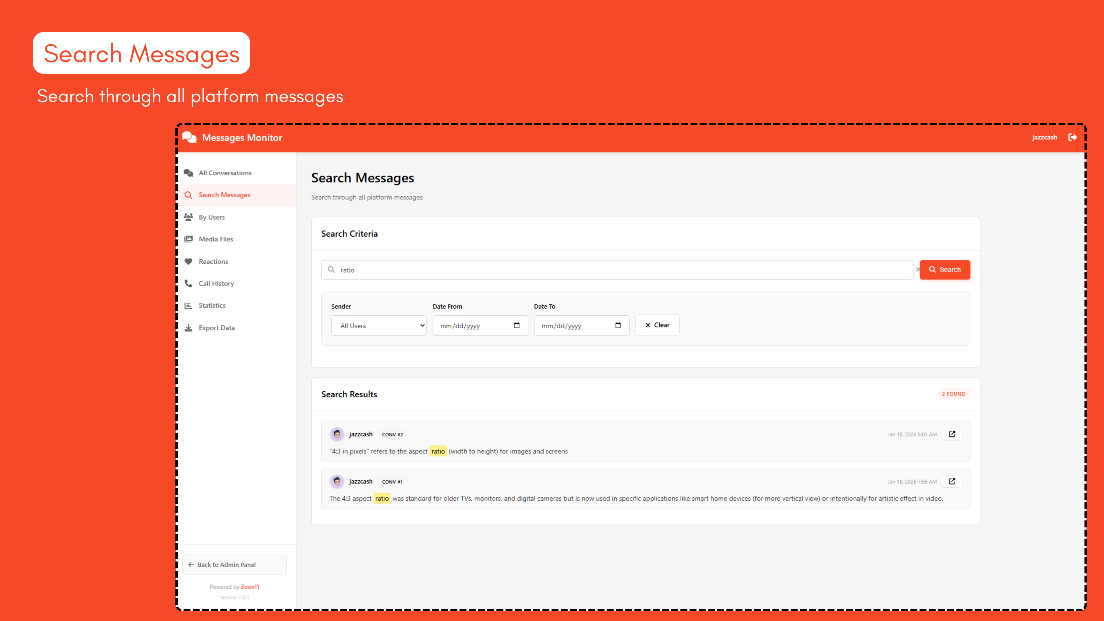 Messages Monitor for Sngine - View and Monitor All Messages Across your Platform