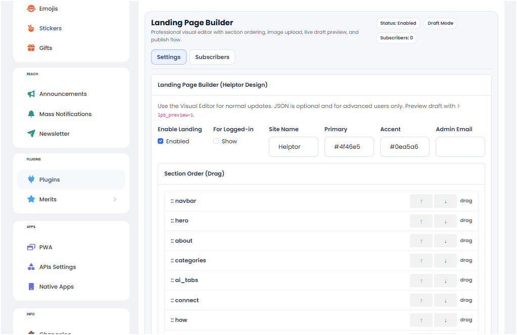 Advanced Landing Page Builder Plugin for Sngine – Drag & Drop Homepage Designer + Lead Capture Syste