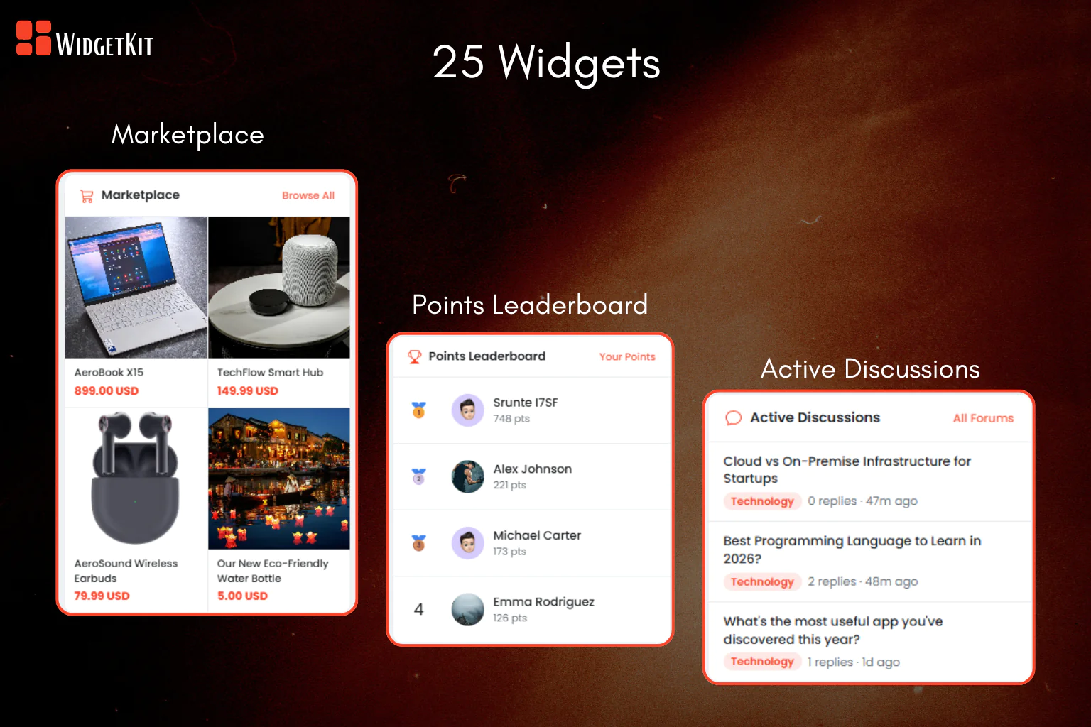 WidgetKit – 25 Sidebar Widgets for Sngine