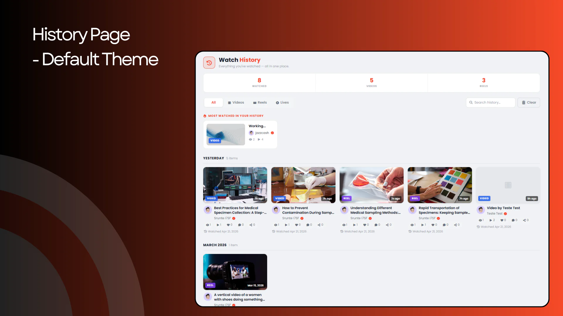 Watch History - PlayLog for Sngine - Provide Your Users with a Watch History Page