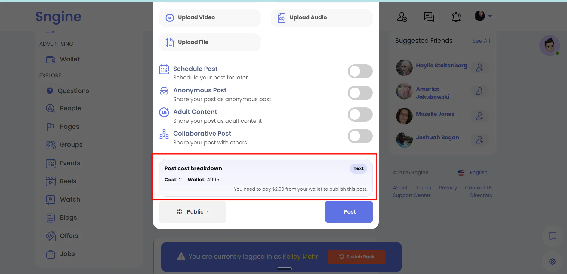 Advanced User Restrictions & Paid Posts – Sngine Plugin