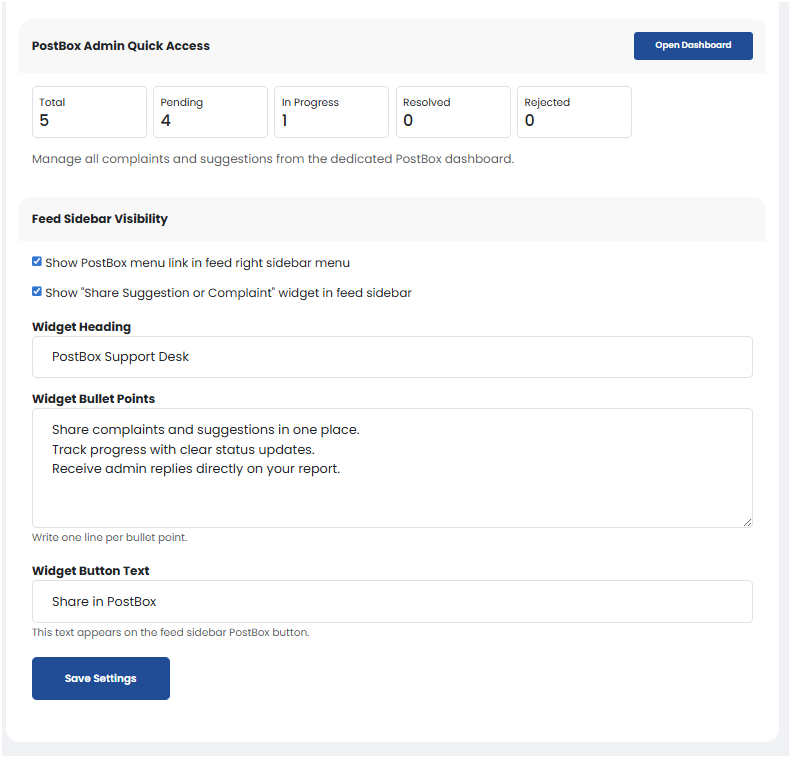 PostBox – Advanced User Feedback, Complaint & Support Management Plugin for Sngine
