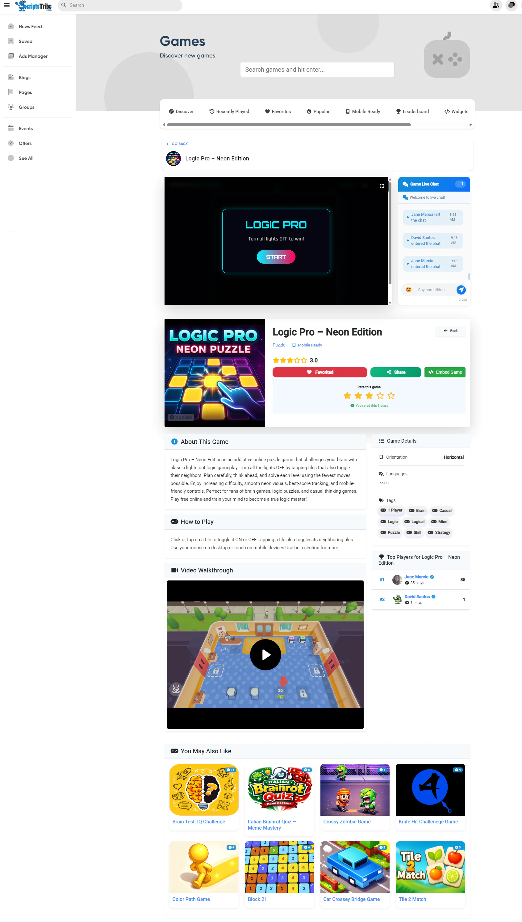 Affiliated Games for Sngine