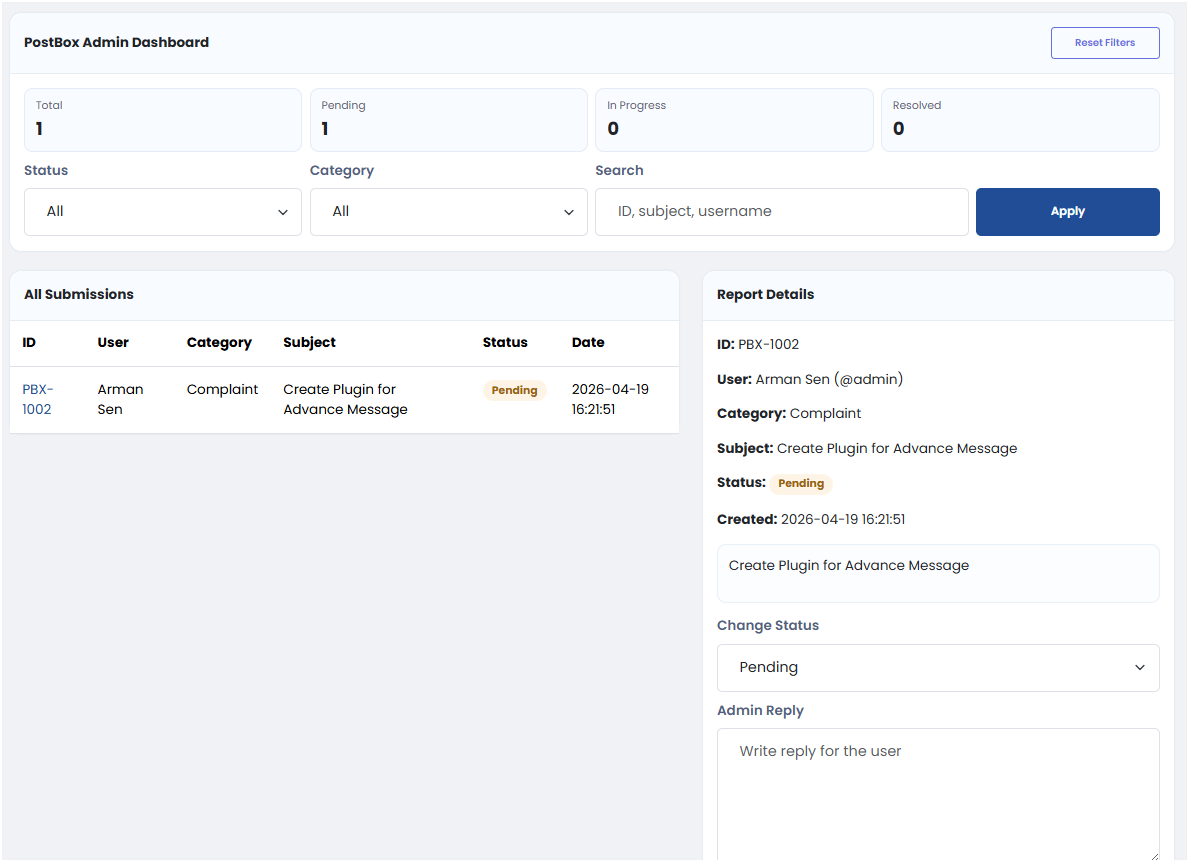 PostBox – Advanced User Feedback, Complaint & Support Management Plugin for Sngine
