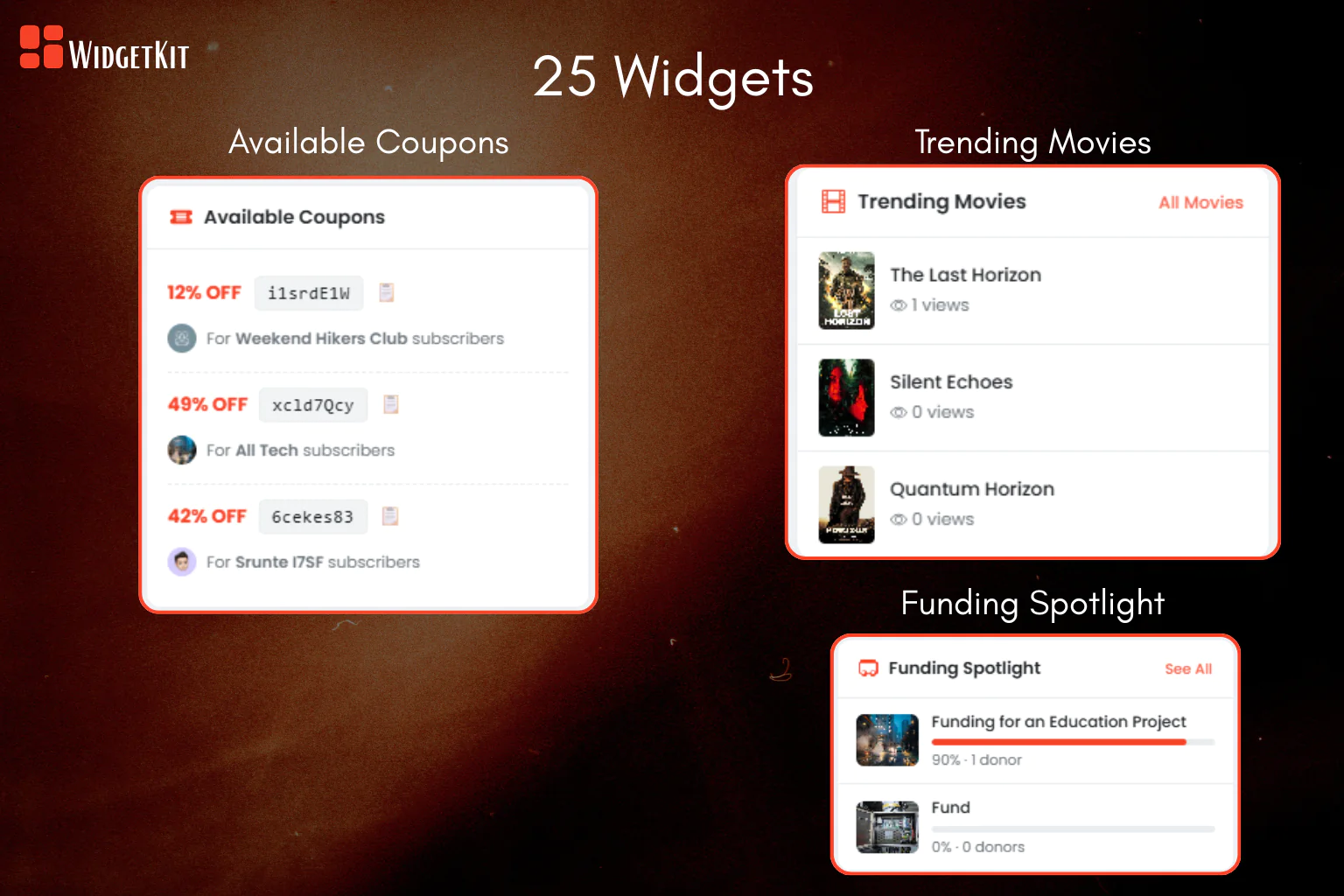 WidgetKit – 25 Sidebar Widgets for Sngine