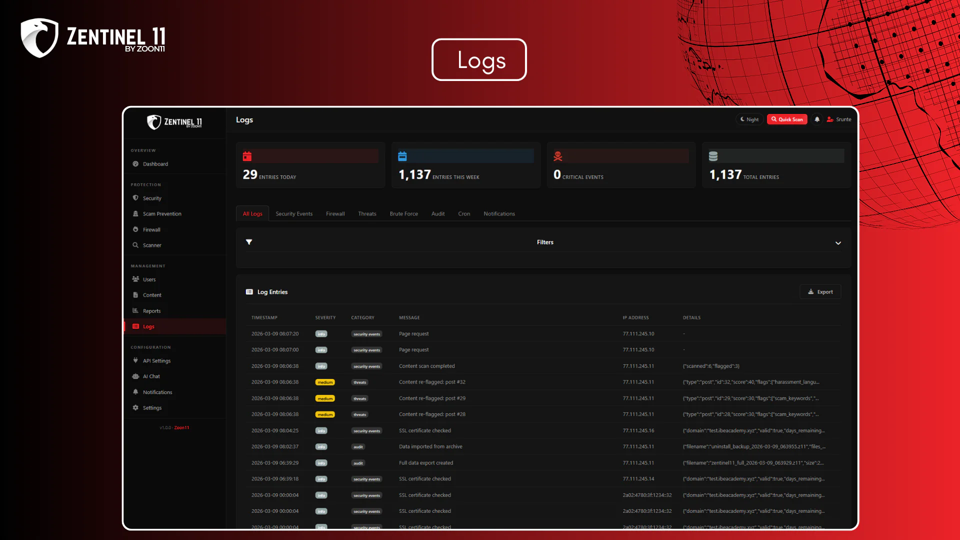 Zentinel11 – Enterprise-Grade Security & Scam Prevention (with AI Chat) for Sngine